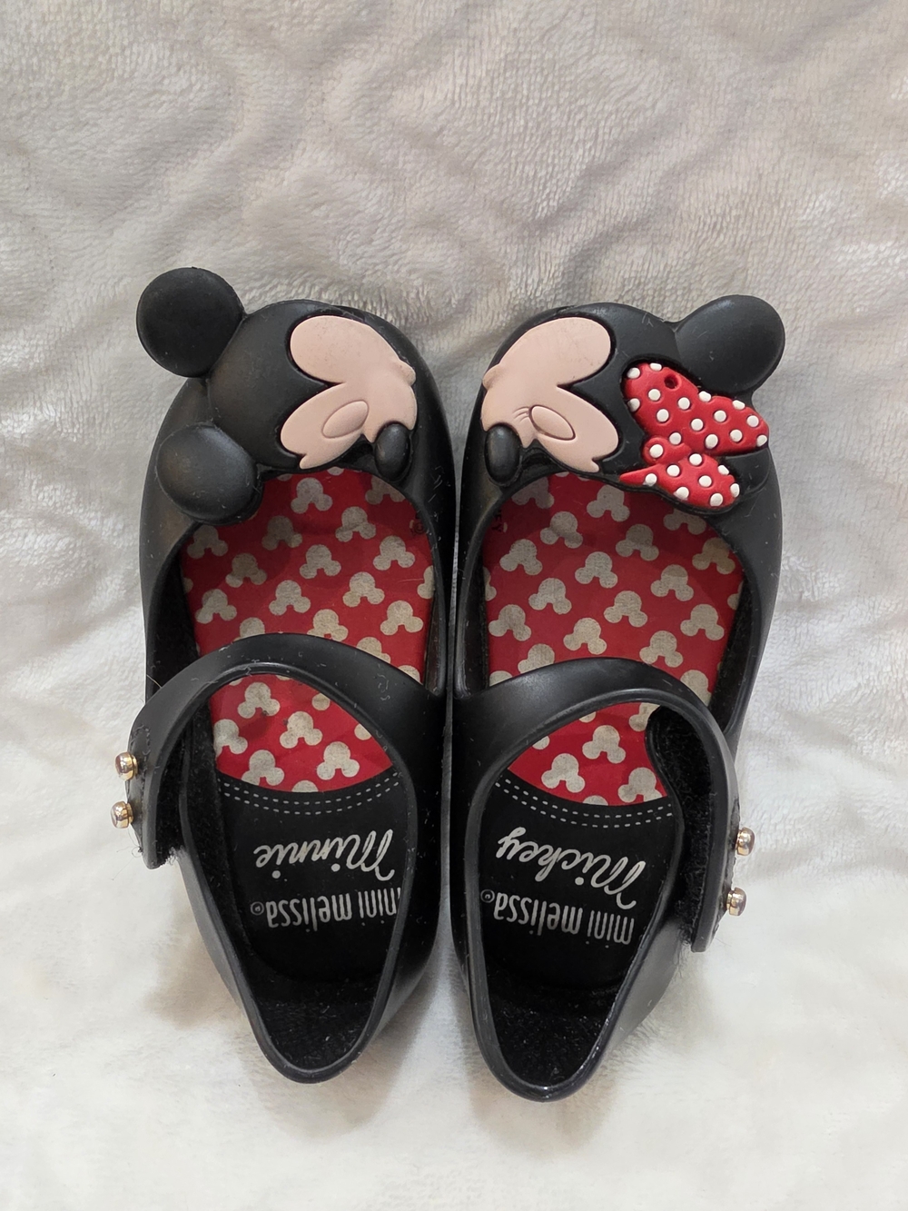 Mini Melissa Kids Sz 6 Toddler Black Mickey Minnie Mouse Kissing Jelly Shoes